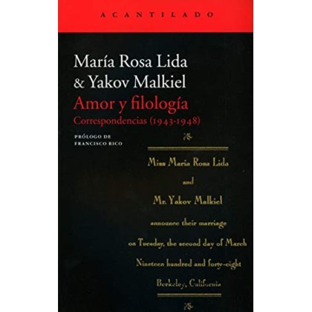 Amor y filología: correspondencia (1943-1948)